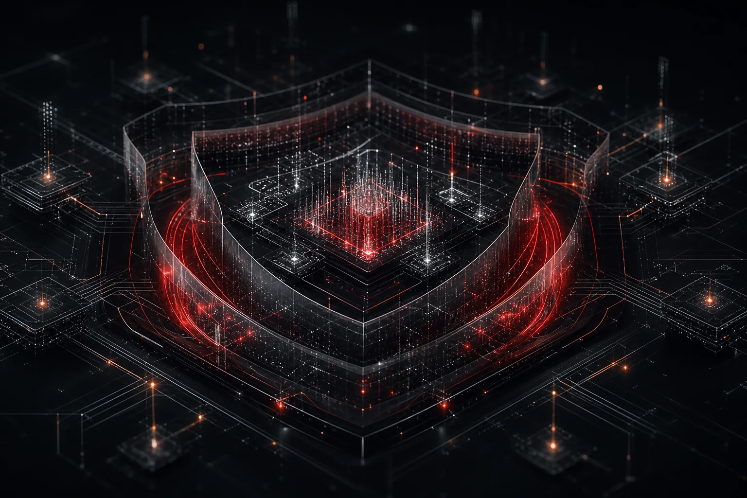 Abstract cybersecurity network and risk analysis visual